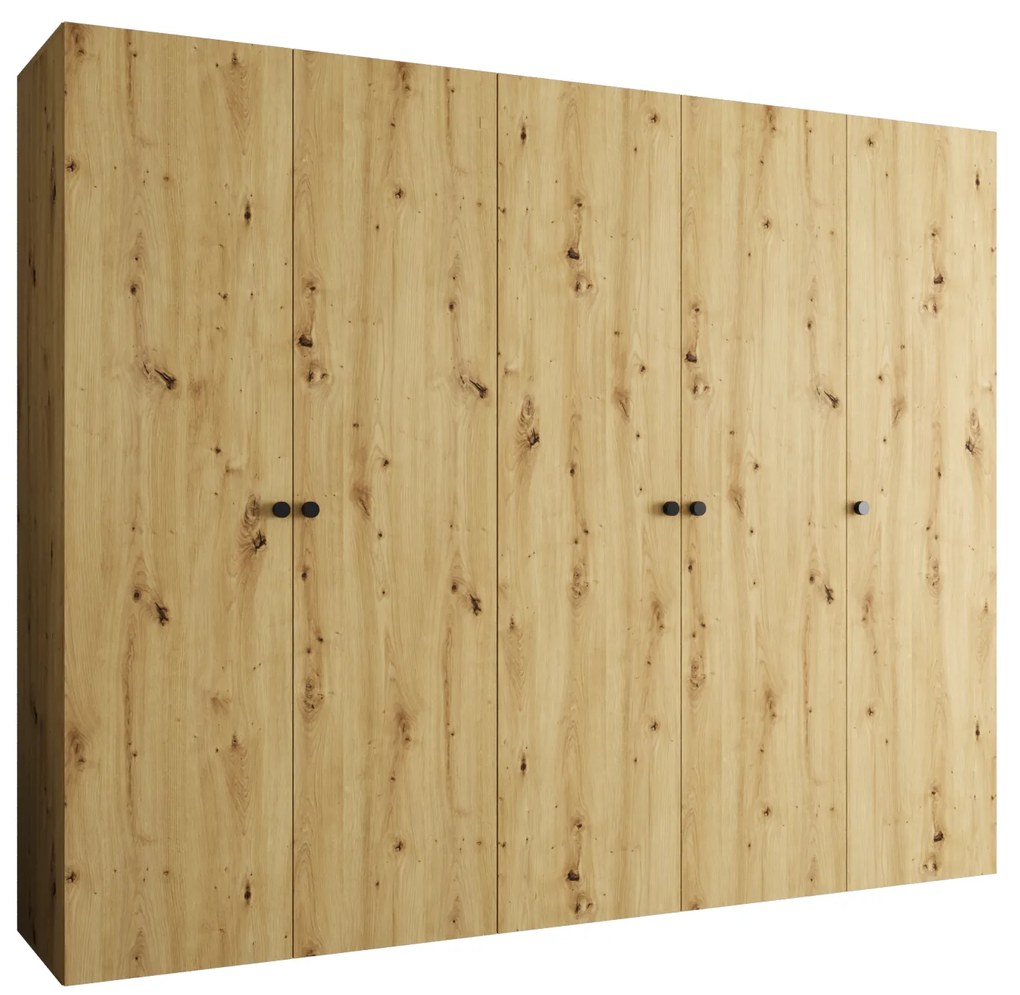 Šatníková skriňa 250 cm Parna 1 (dub artisan + čierna). Akcia -20%. Vlastná spoľahlivá doprava až k Vám domov. 1125888