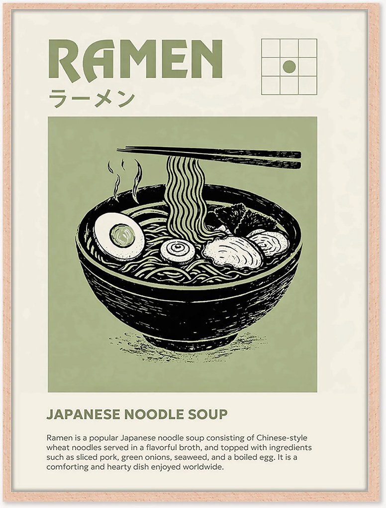 Ručne vyrobená nástenná dekorácia v ráme Ramen