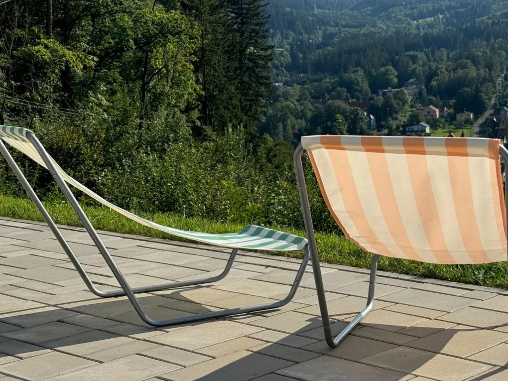 Súprava 2 ks skladacích plážových ležadiel SAND, oranžové pruhy