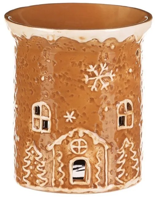 Keramická aróma lampa perníkový domček, hnedá