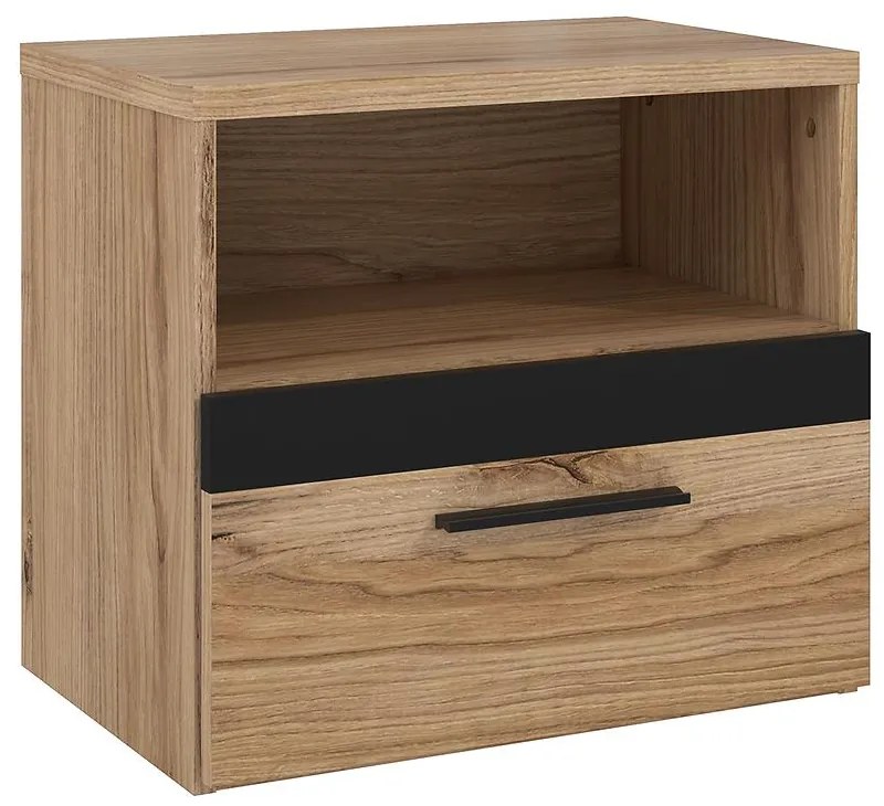 Nočný stolík Nemezy, dub catania/čierna