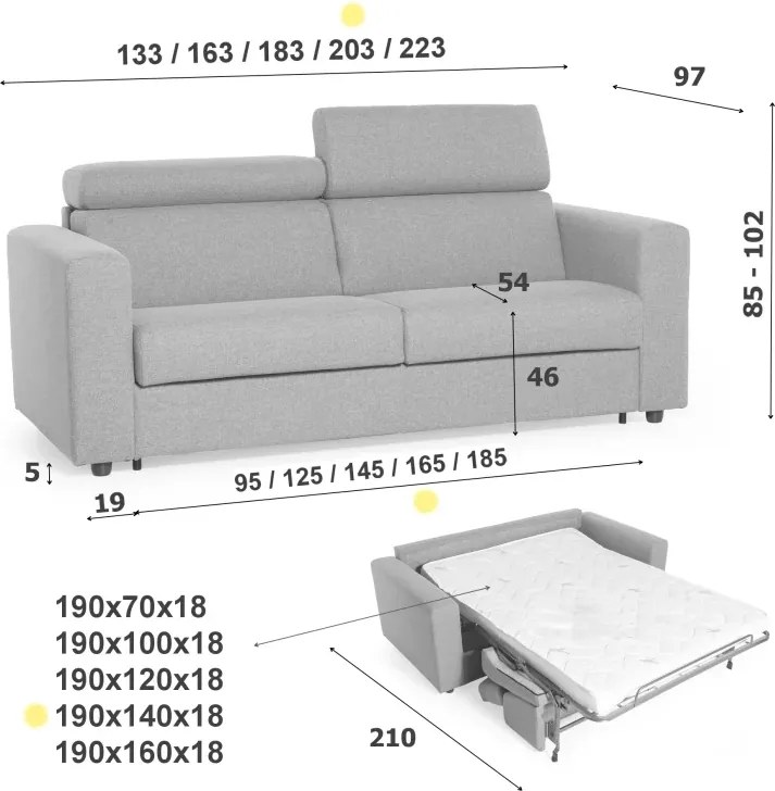 Rozkladacia pohovka na každodenné spanie TAVOLA, sivá (penelope 22), 140