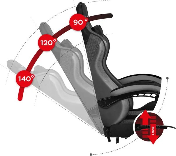 Herná stolička Force - 4.7 sivá mesh
