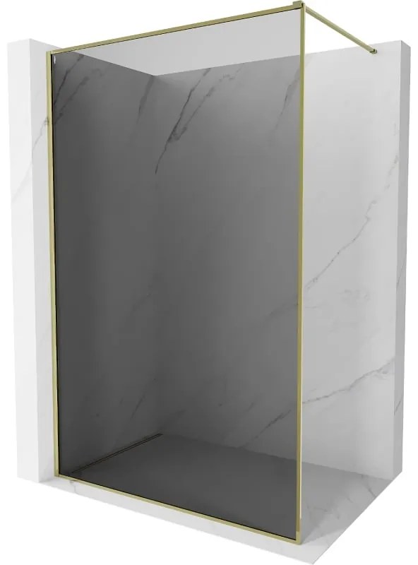 Mexen Kioto-F, sprchová zástena s rámom 80 x 202 cm, 8 mm šedé sklo, zlatý lesklý profil, 800-080-104-50-40