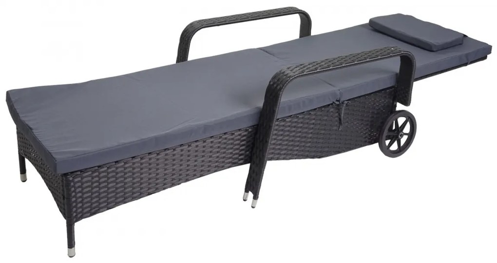 Lehátko Carrara, polyratan / hliník - antracit, sivý vankúš