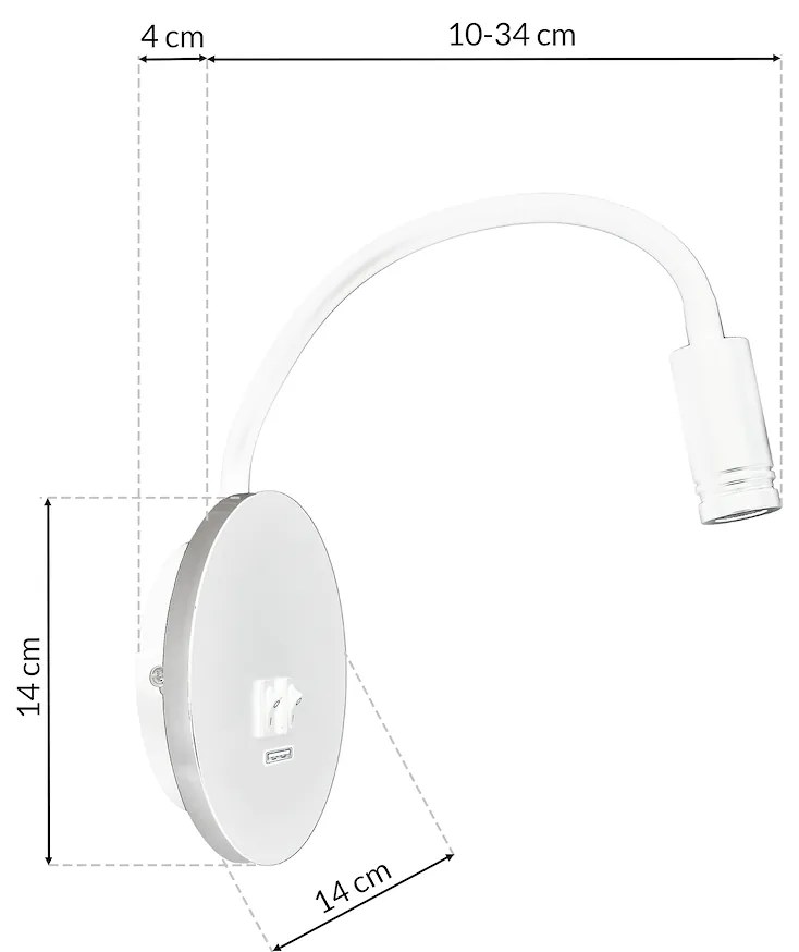Nástenné LED svietidlo Base, 1x LED 8+2w, 4000k, w, o, vypínač
