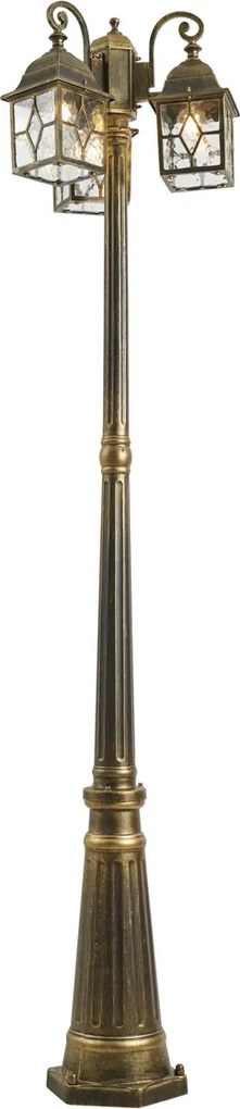 Klasická vonkajšia lampa antické zlato s čírym sklom 198 cm IP44 - London