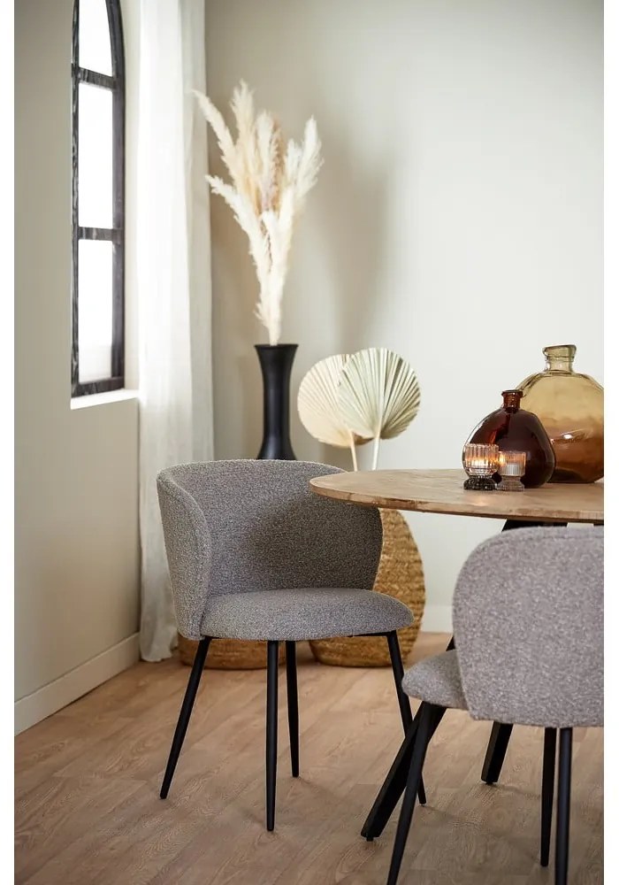 Sivé čalúnené jedálenské kreslo Elyna – Light &amp; Living
