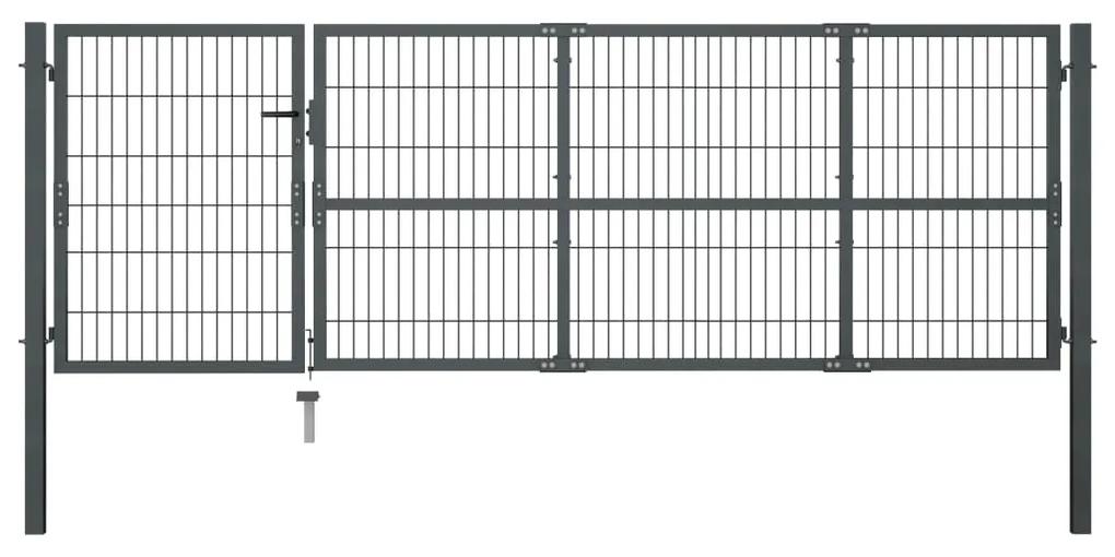 vidaXL Záhradná brána so stĺpikmi, oceľ 350x100 cm, antracitová