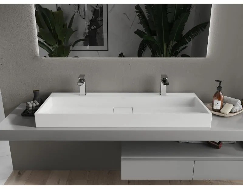 Mexen Ava, umývadlo na dosku z konglomerátu 2/O 120 x 46 cm, biela, 23011202