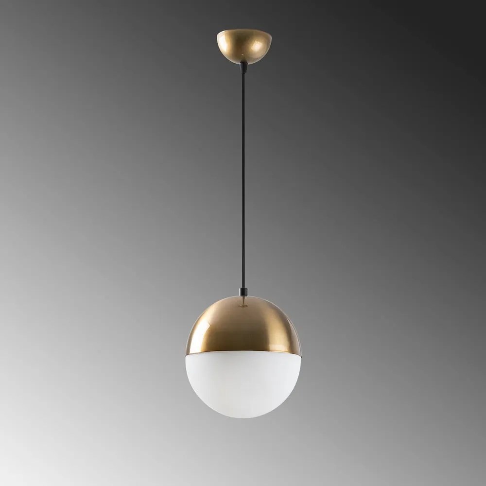 Závesné svietidlo v bielo-zlatej farbe so skleneným tienidlom ø 20 cm Bastos – Opviq lights