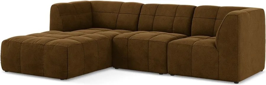 Zamatová rohová pohovka v horčicovej farbe (ľavý roh/s leňoškou) Aloha – Makamii