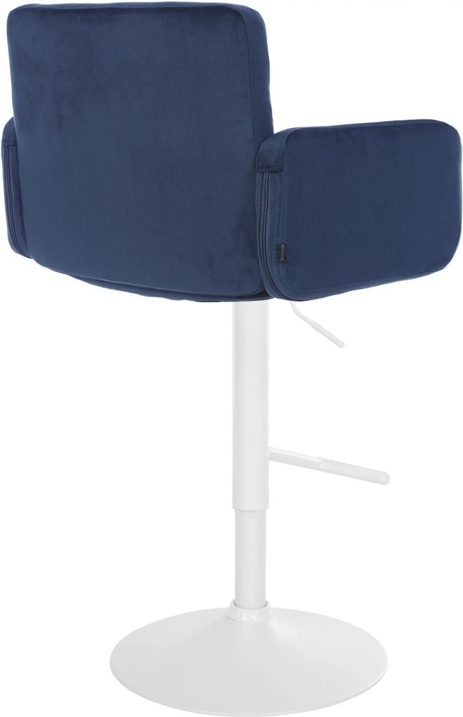 Barová stolička Los Angeles - zamat, biely rám - blue
