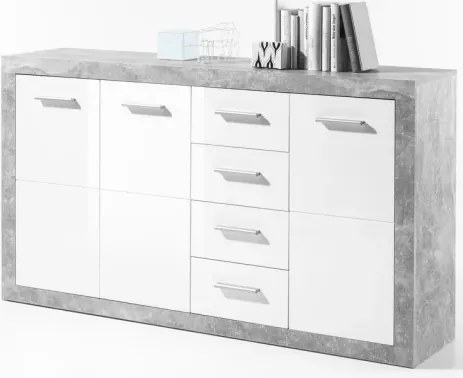 Komoda Stone 152 cm, betón/biela%
