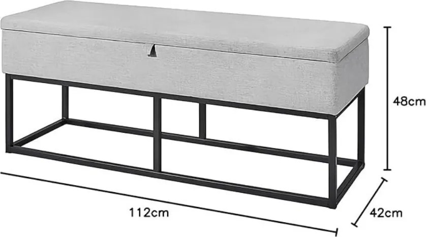 Lavica s úložným priestorom TAURO 112x48 cm, sivá