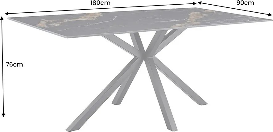 Keramický jedálenský stôl Fabrico 180 cm čierny / pieskový