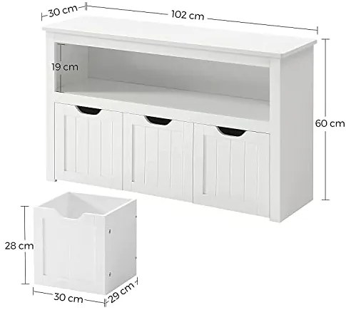Skrinka na hračky so šuplíkmi s kolieskami 60x102x30cm