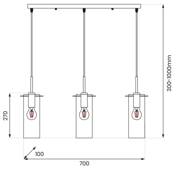 Luster na lanku PADOVA 3xE27/15W/230V čierna