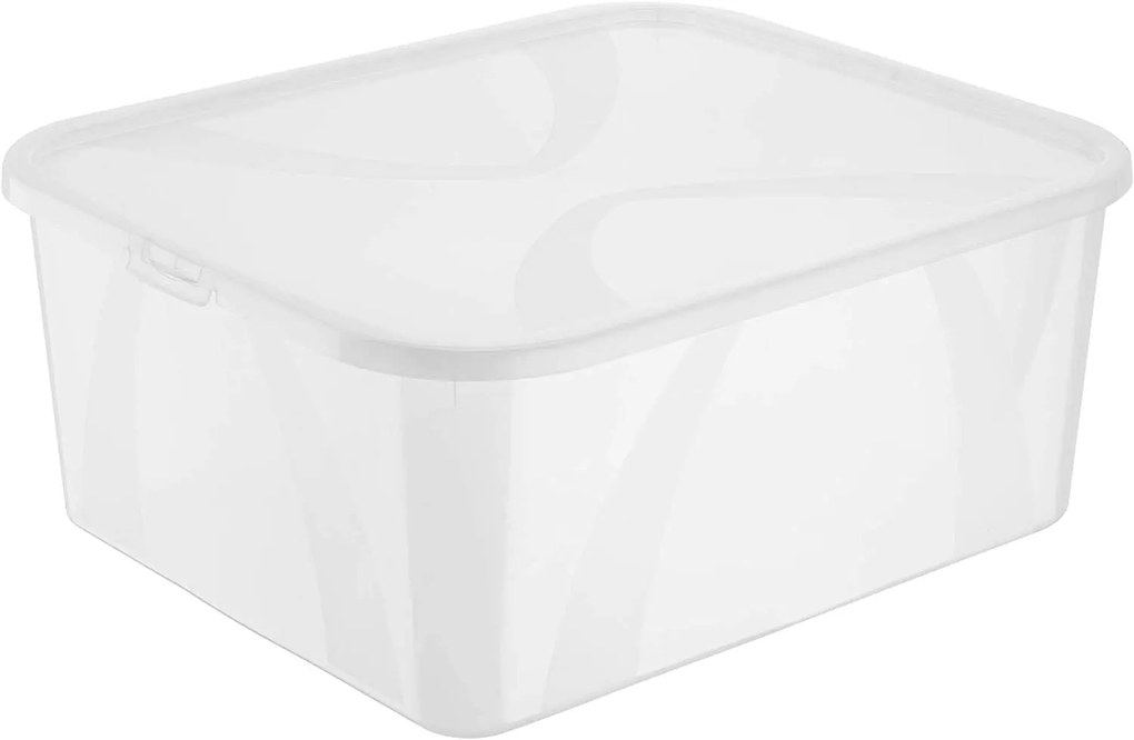 Úložný box, transparentný box s vekom, Rotho LONA, 42x35x17 (19l)