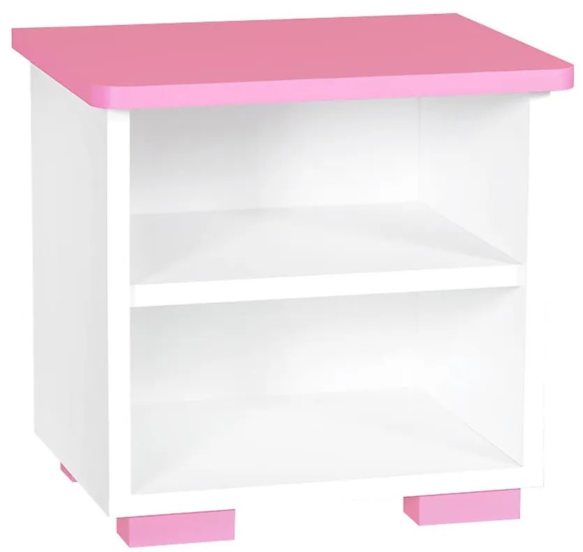 Nočný stolík Bb10 Biely+Ružová