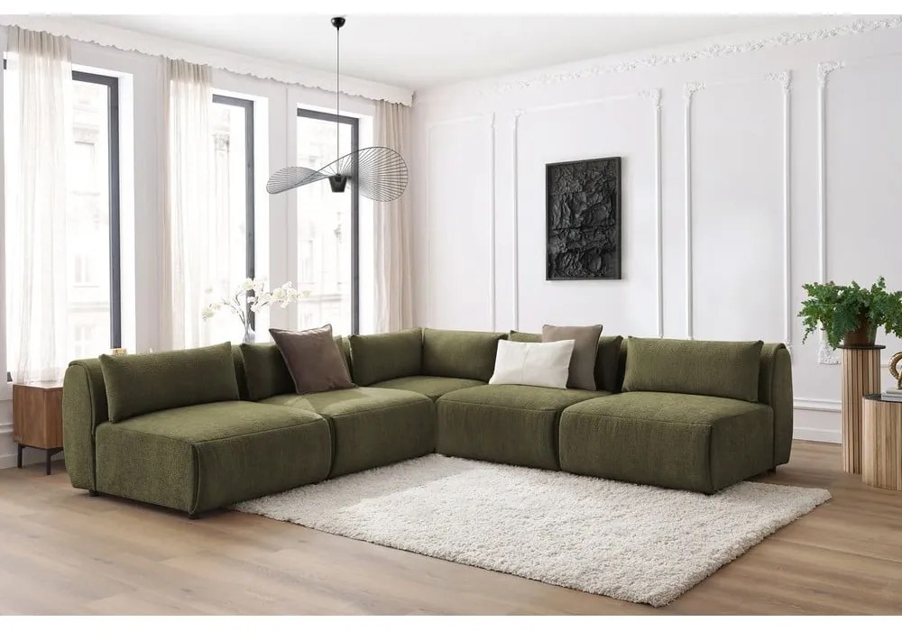 Zelená rohová pohovka (variabilná) Jeanne - Bobochic Paris