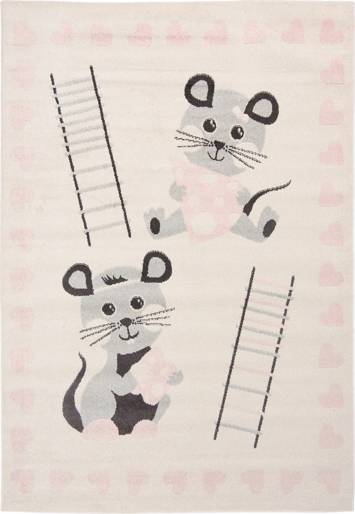 Detský kusový koberec Happy M MYŠKY - ružový