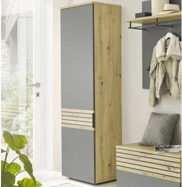 Predsieňová šatníková skriňa Milan, dub artisan/šedá%