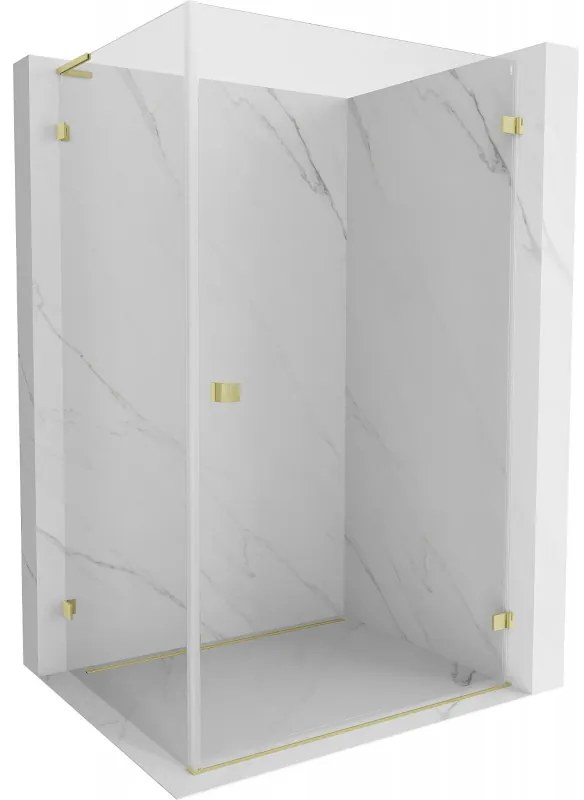 Mexen Lunar-B L výklopný sprchový kút pravý 80 x 70 cm, číre sklo, zlatá matná, 832L-080-070-55-00-P