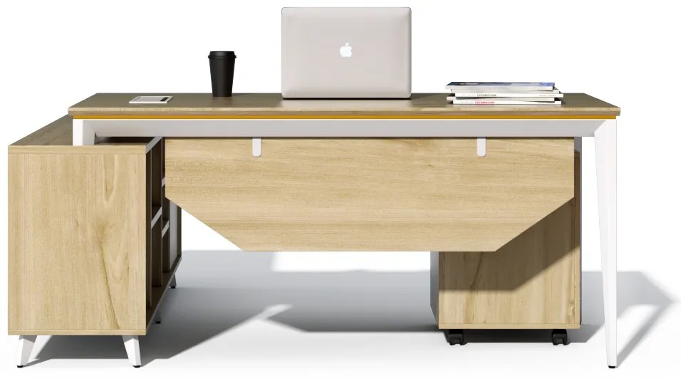 Kancelársky stôl s kontajnerom a komodou Houseland Profit Home 01 dub/biely