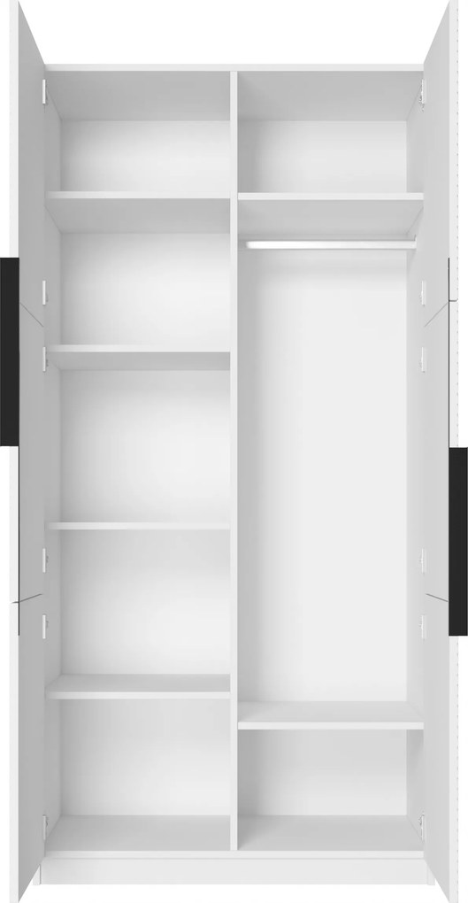 Skriňa Asha 100 cm - biely mat / čierne úchytky