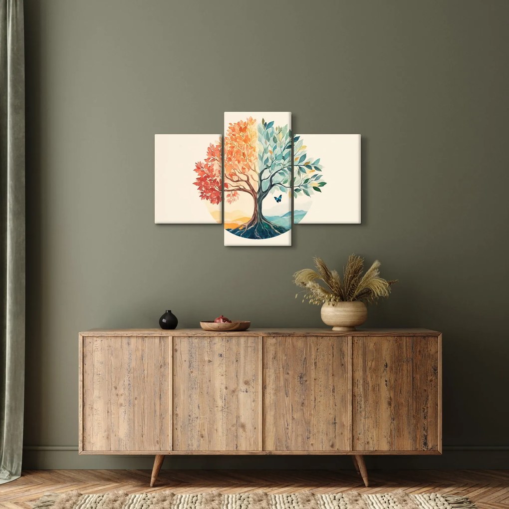 Obraz – Duálny strom s motýľom (90x60 cm)