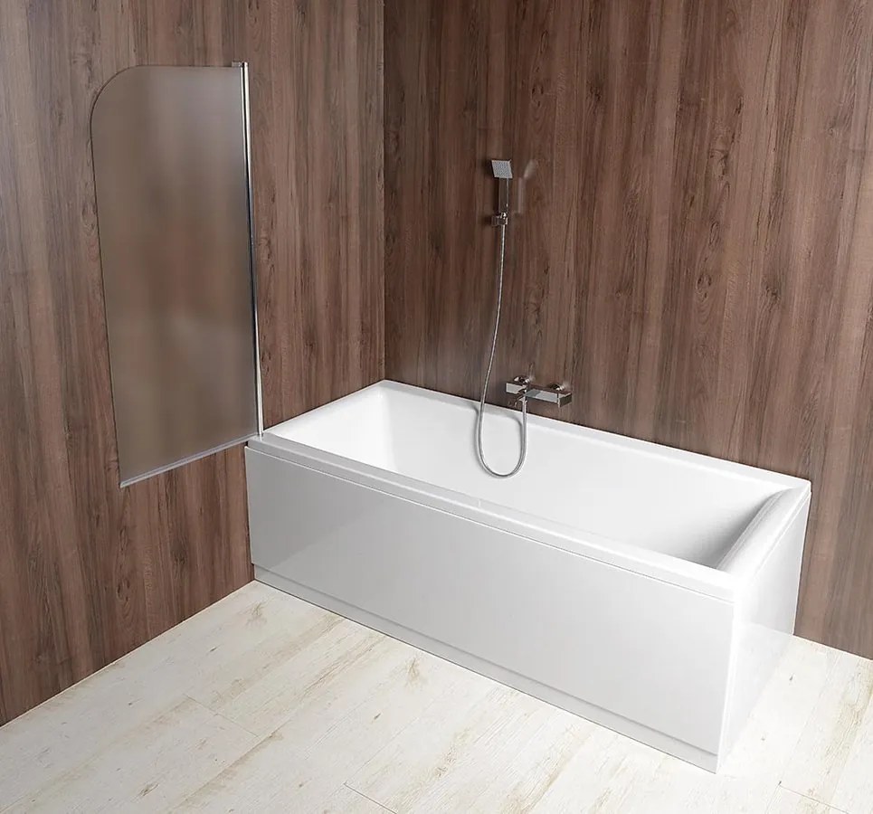 Aqualine Aqualine, VILMA vaňová zástena 600x1400 mm, chrom, ľavá, brick sklo, AQ6018L