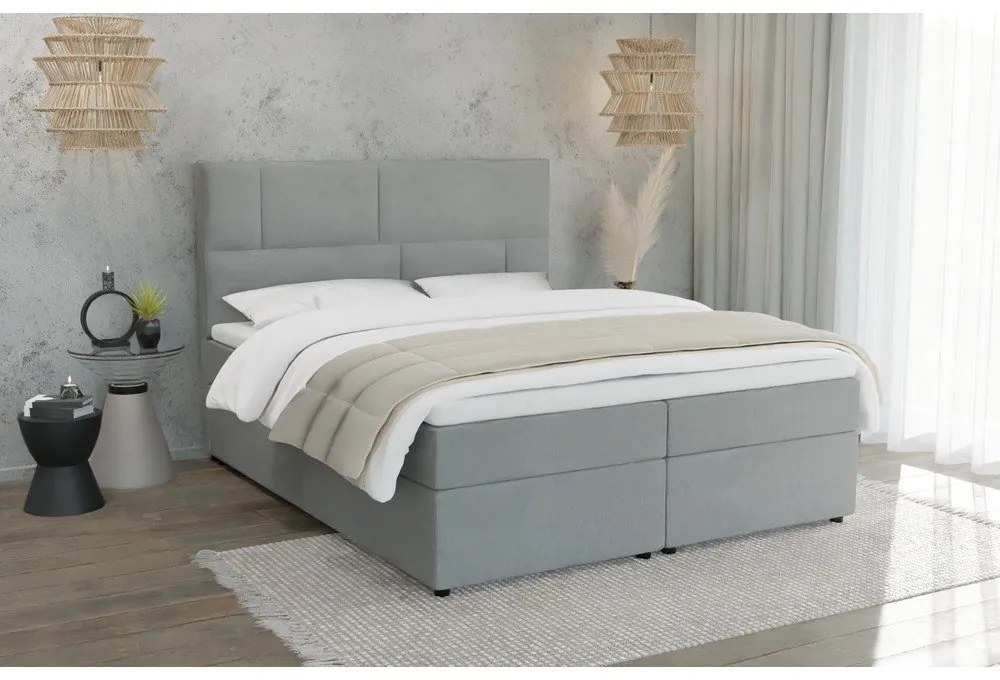 Svetlosivá boxspring posteľ s úložným priestorom 140x200 cm Lola – Ropez