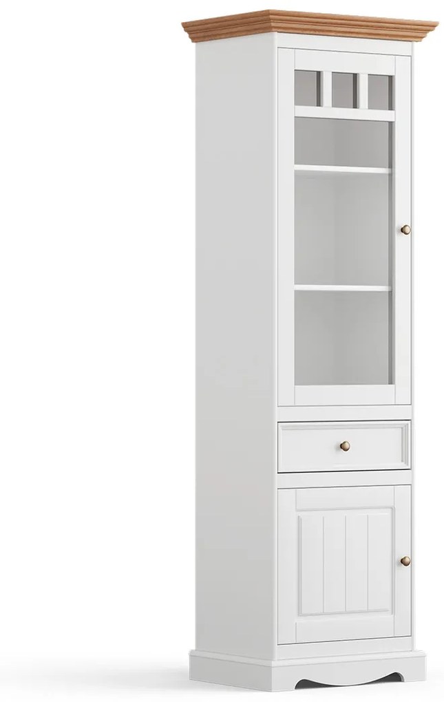 PROXIMA.store - Rustikálna vitrína ľavá 2s.1 - BELLUNO ELEGANTE FARBA: biela