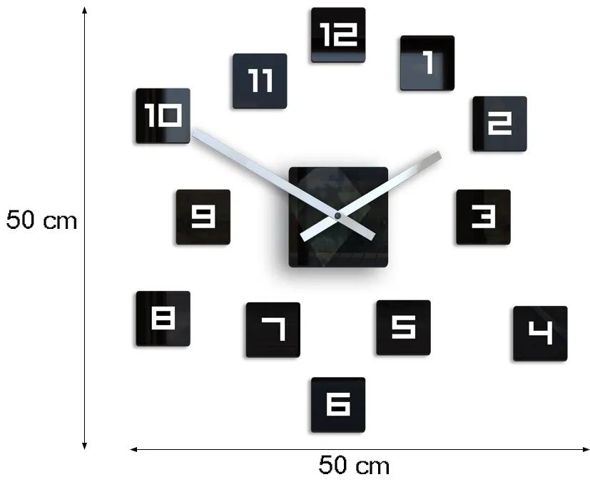 3D nalepovacie hodiny Cube čierne