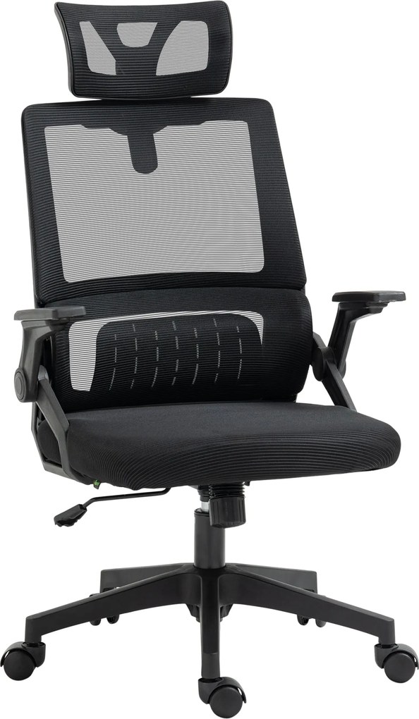 Ergonomická kancelárska stolička Vinsetto, stolička so synchrónnym mechanizmom, výškovo nastaviteľné opierky rúk a hlavy, počítačová stolička s funkci