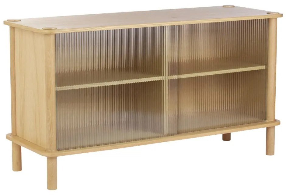 Vitrína z dubového dreva s posuvnými dverami v prírodnej farbe 135x73,5x48 cm Italic – UMAGE