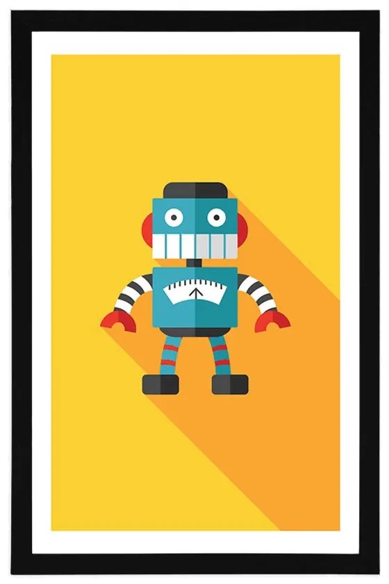 Plagát s paspartou veselý robot - 30x45 black