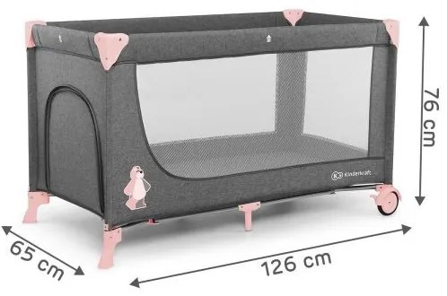 KINDERKRAFT - Cestovná postieľka JOY šedoružová