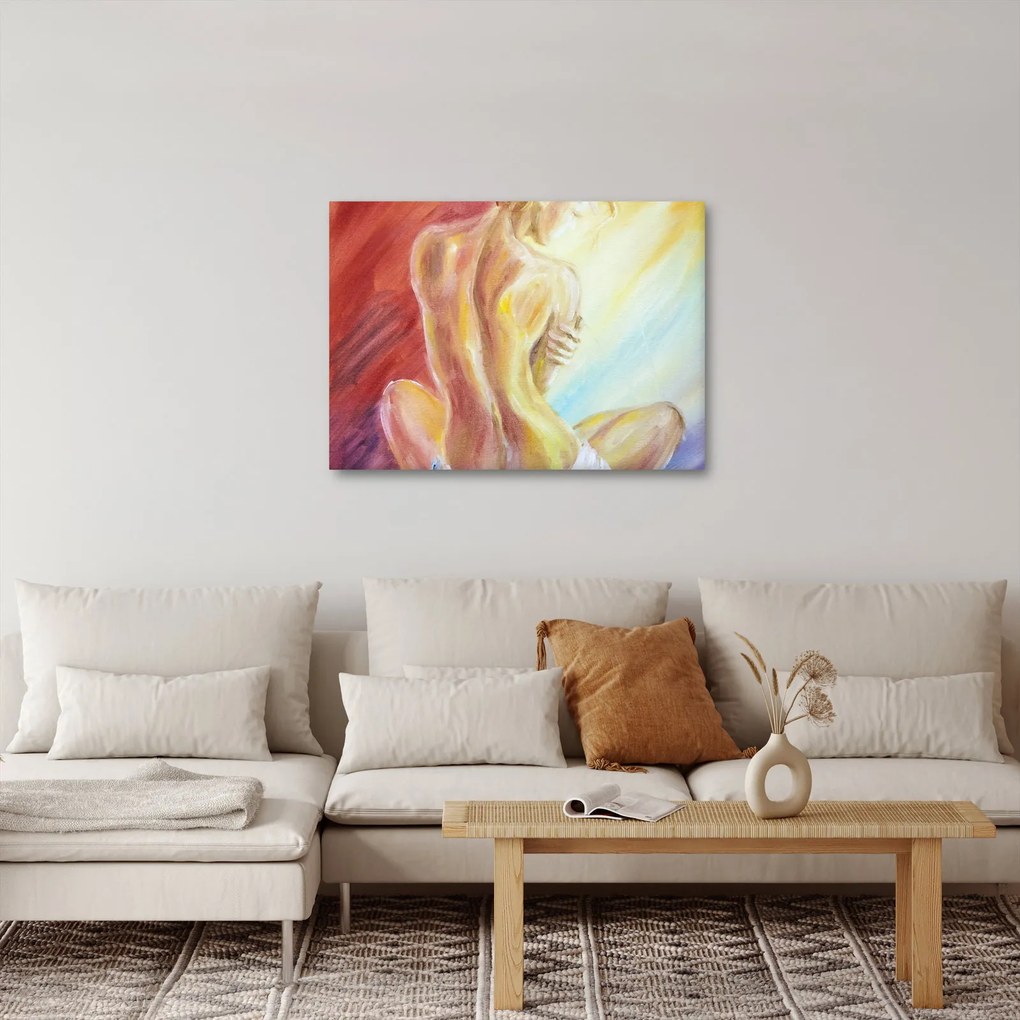 Obraz odpočívajúce ženy, olejomaľba (70x50 cm)