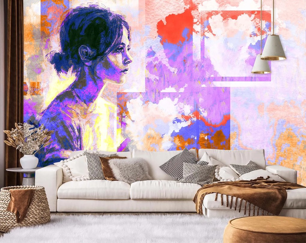 Gario Fototapeta Portrét ženy vo fialovej farbe Materiál: Vliesová, Rozmery: 450 x 315 cm