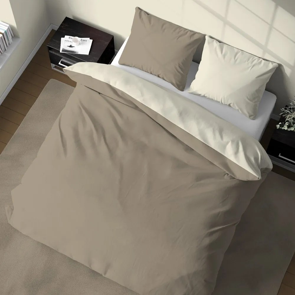 Gipetex Natural Dream Talianské obliečky 100% bavlna Doubleface svetlo/tmavo béžová - 220x200 / 2x70x90 cm