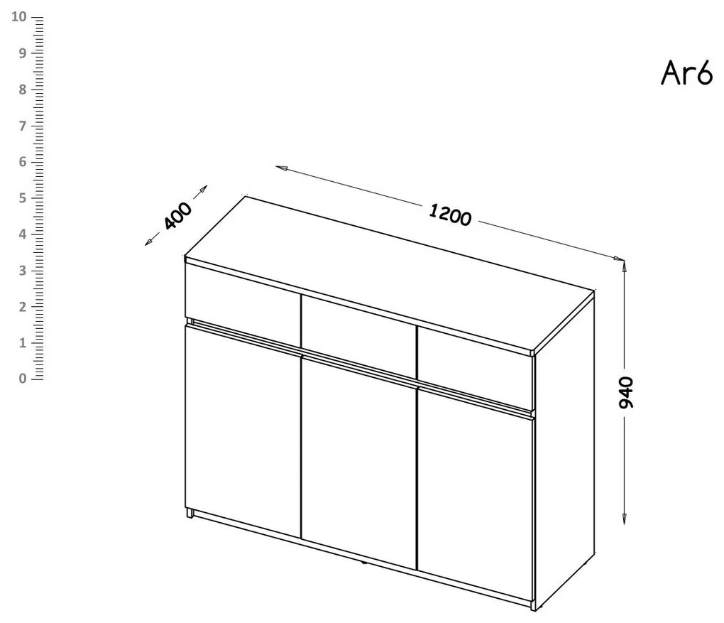 Komoda typ AR6 Alishia (biela). Vlastná spoľahlivá doprava až k Vám domov. 1040717