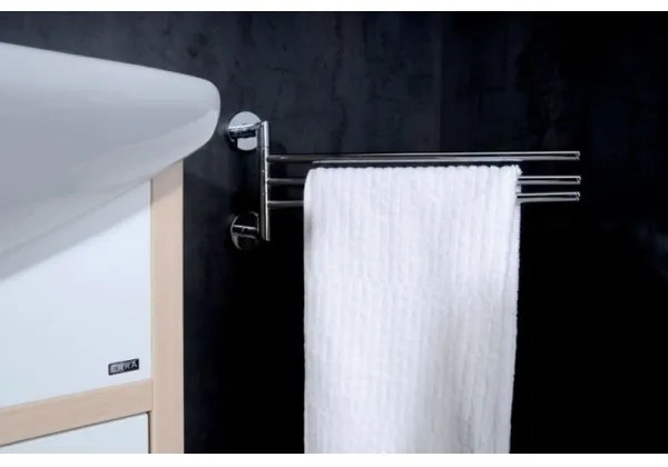 Sapho - Nástenný otočný vešiak na uteráky X-ROUND 19,5x45 cm lesklý chróm