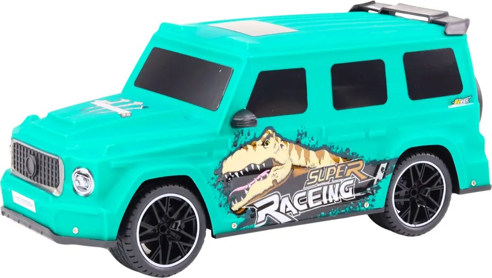 LEAN Toys Diaľkovo ovládané RC auto s dinosaurom v mierke 1:10, zelené