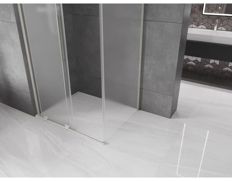 Mexen Velar L, sprchový kút s posuvnými dverami 110 x 90 cm, 8mm sklo námraza, brúsená oceľ, 871-110-090-33-97
