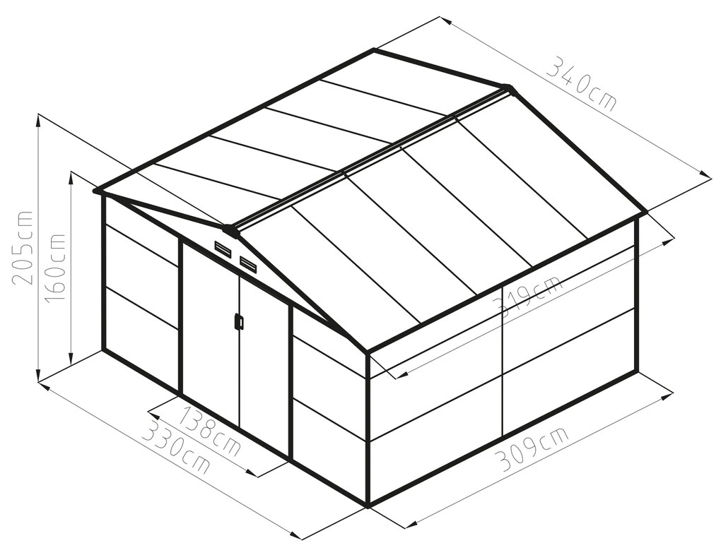G21 Záhradný domček GAH 1085 - 340 x 319 cm, šedý