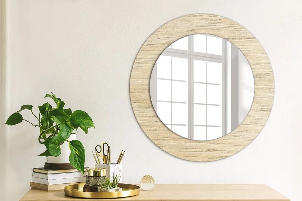 Okrúhle ozdobné zrkadlo na stenu Ľahké drevo fi 50 cm