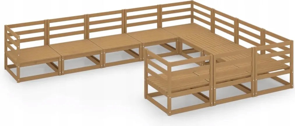 vidaXL 10-dielna sada sedacieho nábytku do záhrady, borovicové drevo