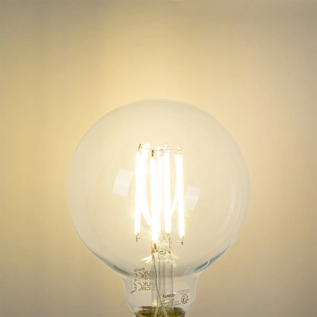 Sada 5 LED žiaroviek E27 G95 číre 2,2 W 470 lm 2700 K